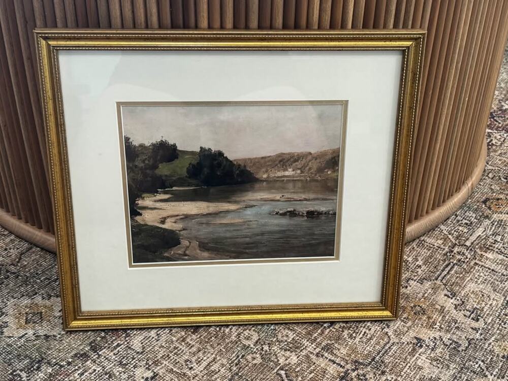 Vintage Lake Landscape Wall Decor Gold Frame